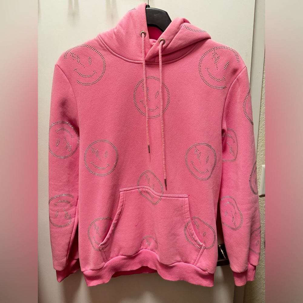 Rhinestone Smiley Face Hoodie